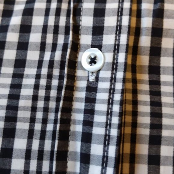 Karen Scott Black and White Plaid Quarter Sleeve Button Down Blouse - Picture 2 of 4